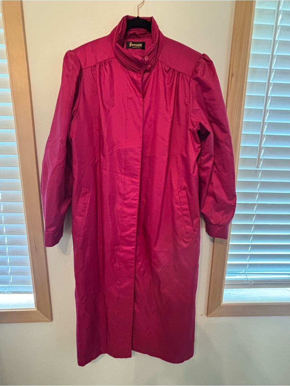 Vintage Fuchsia Trench Coat with Tie Waist - forecaster of Boston